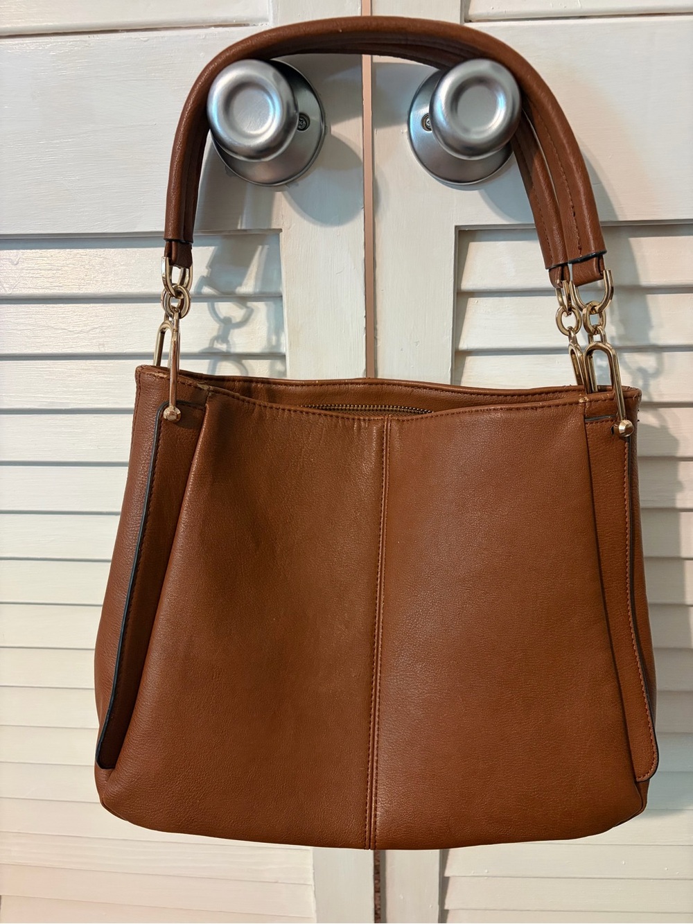 Dune London Brown Leather Shoulder Bag with Tassel - Picture 3 of 6